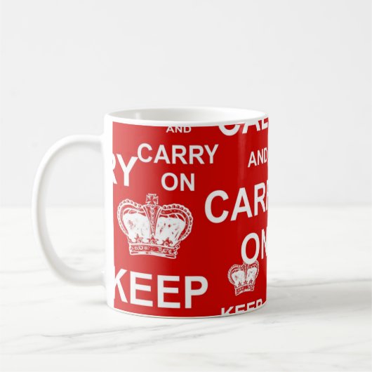 Aangepast Blijf kalm en Draag op Mok (Links)