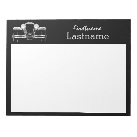 Aangepast blocnote met Vintage-auto (Voorkant)