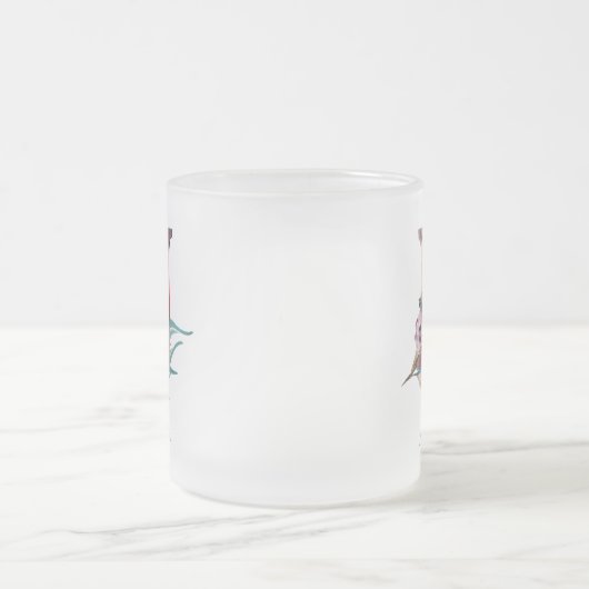 Aangepast bloem N-letter waterverf bladmonogram Matglas Koffiemok (Center)