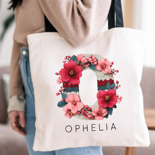 Aangepast bloemalfabet huwelijksgeschenk Afstude Tote Bag