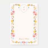 Aangepast bloemengestempeld bruiloftsmonogram post-it® notes (Voorkant)