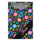 Aangepast bloemenpatroon | Modern kleurrijk monogr Mini Klembord (Voorkant)