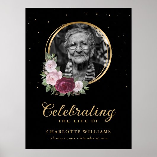 Aangepast bloemfeest van het levensbegrafenisbord poster (Voorkant)