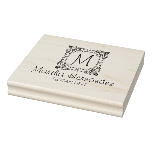 Aangepast bloemmonogram, klein bedrijf groot rubberstempel (Stempel)