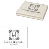 Aangepast bloemmonogram, klein bedrijf groot rubberstempel (Gestempeld)