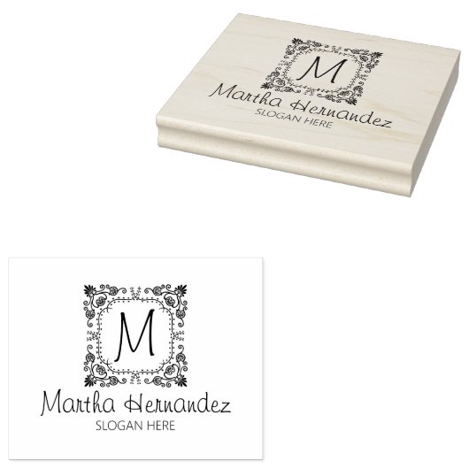 Aangepast bloemmonogram, klein bedrijf groot rubberstempel (Gestempeld)