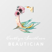 Aangepast bloemmotief C Letter Waterverf Blad Mono Raamsticker (Vel)