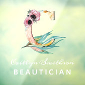 Aangepast bloemmotief C Letter Waterverf Blad Mono Raamsticker (Vel 3)