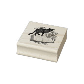Aangepast bloemmotief 'Ex Libris' vintage kat boek Rubberstempel (Stempel)