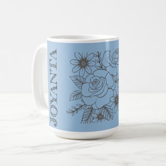 Aangepast bloemontwerp witte Joyanta Koffiemok (Voorkant links)