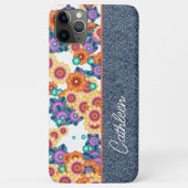 Aangepast bloempatroon op nep blauwe denim jeans Case-Mate iPhone case (Achterkant)