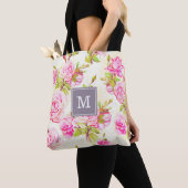 Aangepast Bloempatroon Oude Roos Monogram Canvas t Tote Bag (Dichtbij)