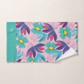 aangepast bloemroze modern monogram feminine handdoek (Handdoek)
