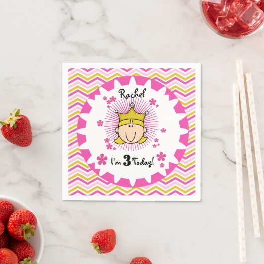 Aangepast blond prinses 3rd Birthday Paper Napkins Servetten (Insitu)