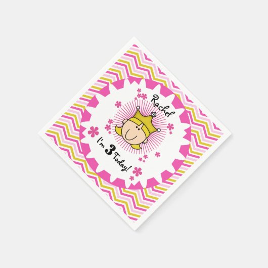 Aangepast blond prinses 3rd Birthday Paper Napkins Servetten (Hoek)
