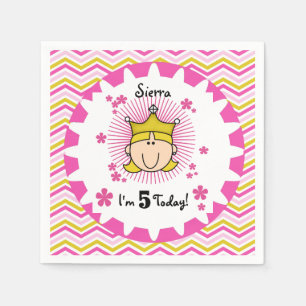 Aangepast blond prinses 5th Birthday Paper Napkins Servet