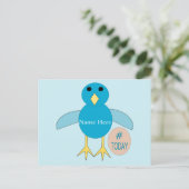 Aangepast Blue Birthday Boy Chick Briefkaart (Staand voorkant)