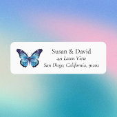 Aangepast Blue Butterfly Retouradres Etiket