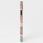 Aangepast Blush Pink Blauwgroen Aqua Blue Flowers iPhone Hoesje (Rechterkant)