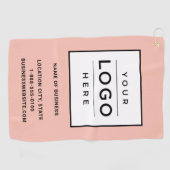 Aangepast Blush Pink Business Logo Company Branded Golfhanddoek (Horizontaal)