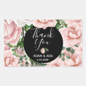 Aangepast Blush Pink Floral Bouquet Dank je Rechthoekige Sticker (Voorkant)