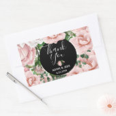 Aangepast Blush Pink Floral Bouquet Dank je Rechthoekige Sticker (Envelop)