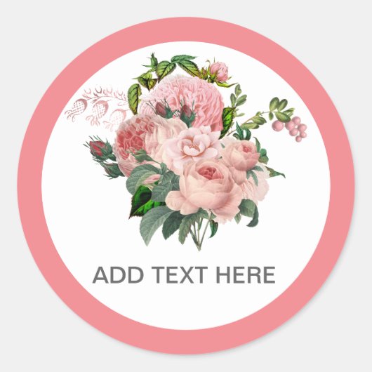 Aangepast Blush Pink Floral Bouquet Ronde Sticker (Voorkant)