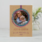 Aangepast Blush Roze Blauwgroen Blauw Groen Wreate Folie Feestdagenkaart (Staand Voorkant)