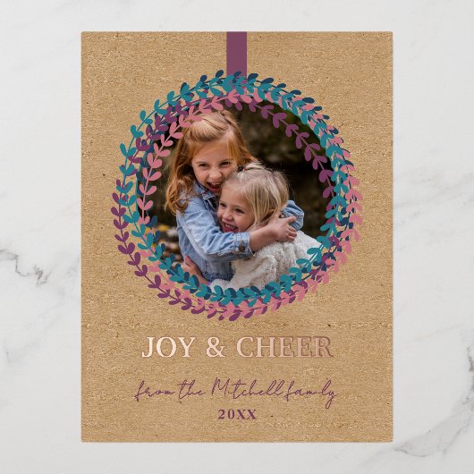 Aangepast Blush Roze Blauwgroen blauw Roos Gold Folie Feestdagen Briefkaart (Voorkant)