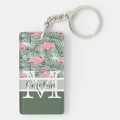 Aangepast Blush roze lamingoenen Palm Leafs Patroo Sleutelhanger (achterkant)