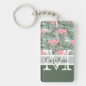 Aangepast Blush roze lamingoenen Palm Leafs Patroo Sleutelhanger (Voorkant)