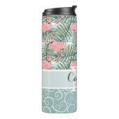 Aangepast Blush roze lamingoenen Palm Leafs Patroo Thermosbeker (Gedraaid links)