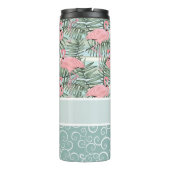 Aangepast Blush roze lamingoenen Palm Leafs Patroo Thermosbeker (Achterkant)