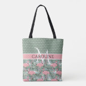 Aangepast Blush roze lamingoenen Palm Leafs Patroo Tote Bag (Achterkant)