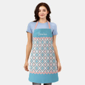 Aangepast Blush roze Turquoise Blue Ogee Pattern Schort (Gedragen)