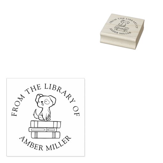 Aangepast boek | Schattigee hond in boeken Rubberstempel (Gestempeld)