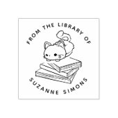 Aangepast boek | Schattigee kat op boeken Rubberstempel (Afrduk)