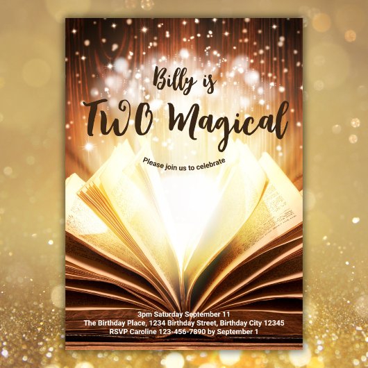 Aangepast Boek Twee Magische 2e Verjaardag Kaart