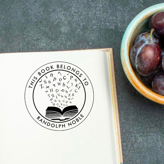 Aangepast boek uit de bibliotheek van brieven rubberstempel