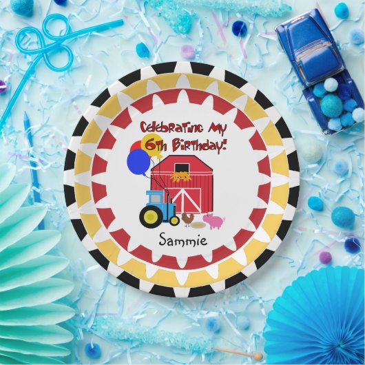 Aangepast Boerderij 6e verjaardag Bord (Feest)