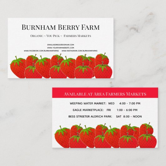 Aangepast Boerderij aardbei Visitekaartje (Voorkant / Achterkant)