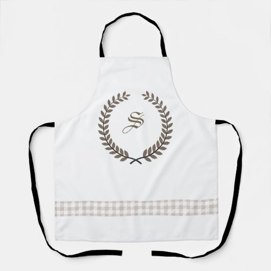 Aangepast Boerderij Monogram | Gingham Keuken Schort (Voorkant)