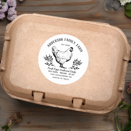 Aangepast Boerderij van de familie verse eieren Ronde Sticker