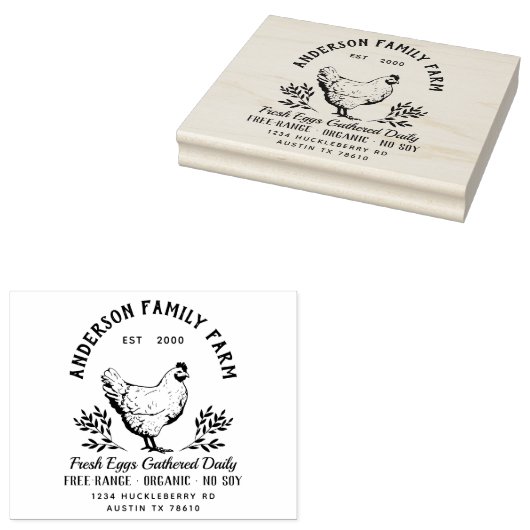 Aangepast Boerderij van de familie verse eieren Ru Rubberstempel (Gestempeld)
