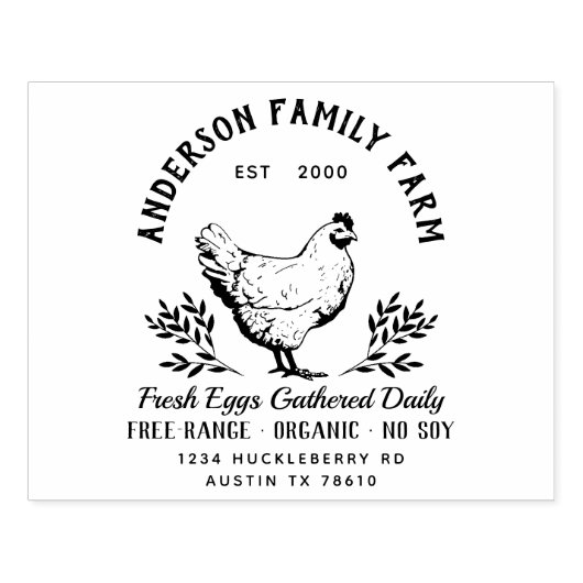 Aangepast Boerderij van de familie verse eieren Ru Rubberstempel (Afrduk)