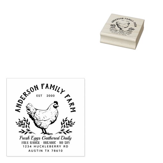 Aangepast Boerderij van de familie verse eieren Rubberstempel (Gestempeld)