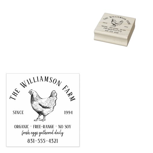 Aangepast Boerderij van de familie Verse eieren  Rubberstempel (Gestempeld)