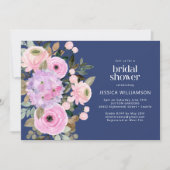 Aangepast Boho Blue Pink Paars Floral Vrijgezellen Kaart (Voorkant)