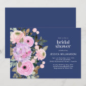 Aangepast Boho Blue Pink Paars Floral Vrijgezellen Kaart (Voorkant / Achterkant)