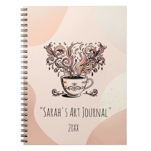 Aangepast Boho Botanisch Koffie Kunst Spiraal Noti Notitieboek (Voorkant)